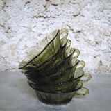 Set of 6 Art Deco cups in khaki glass