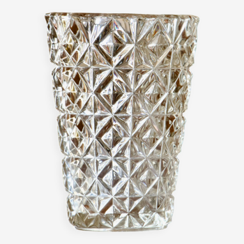 Vase vintage en verre pressé 1960