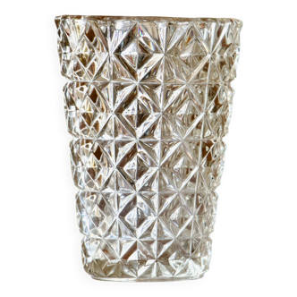 Vase vintage en verre pressé 1960