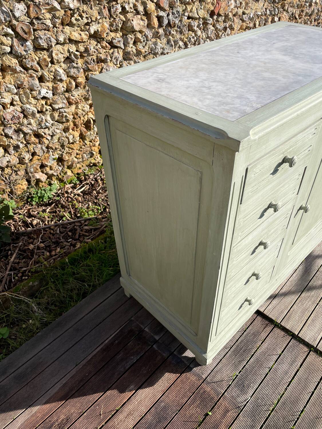 Meuble de barbier 1900 vert céladon