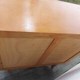 Vintage wooden chest of drawers, white braid
