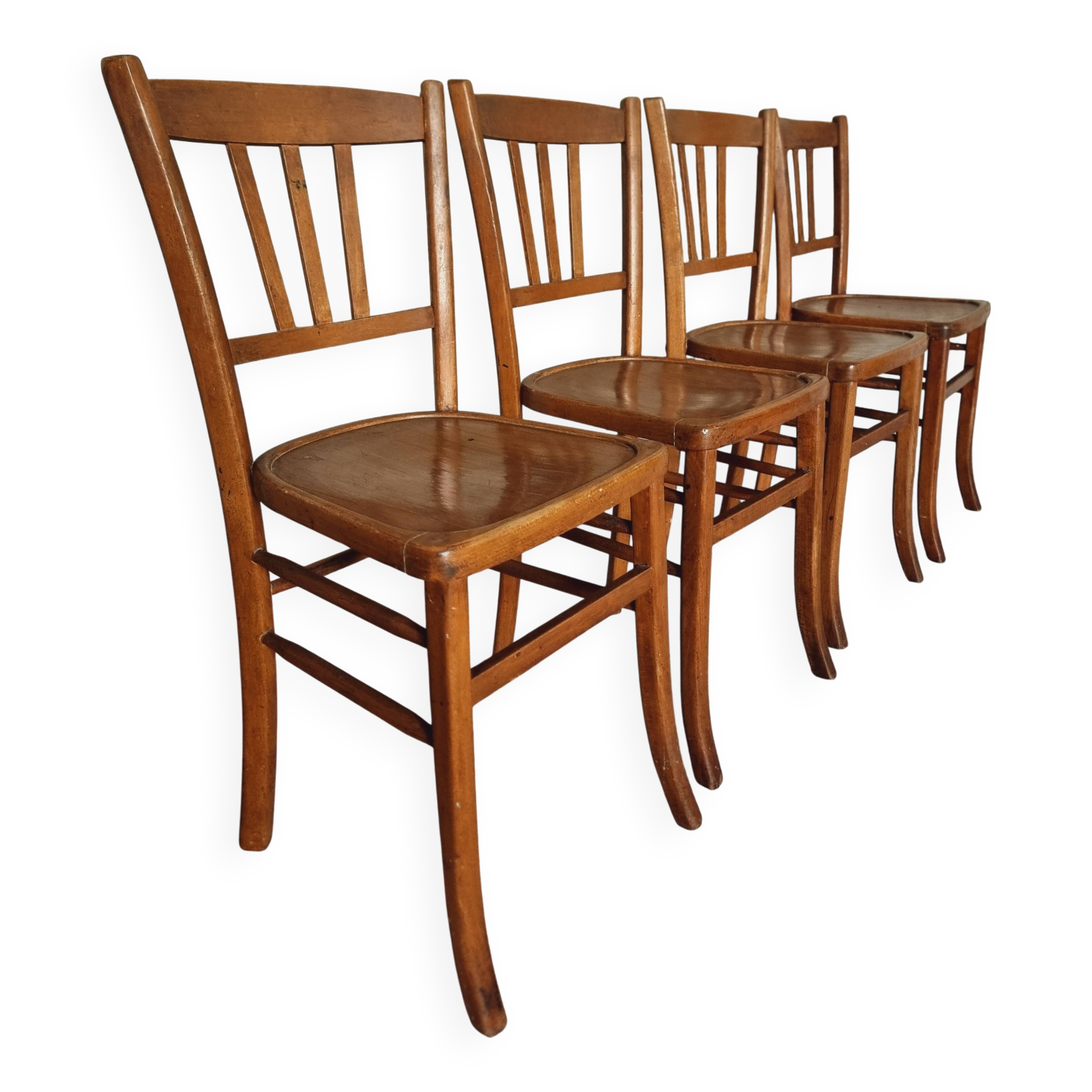 Set of 4 vintage Luterma beech bistro chairs – 1950s