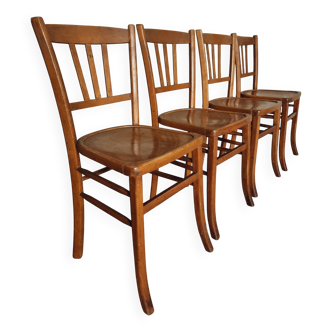 Lot de 4 chaises bistrot vintage Luterma en hêtre – Années 50