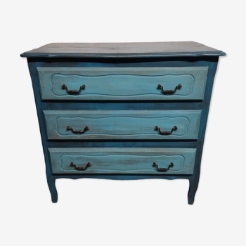 Blue cerused chest of drawers