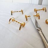 12 Vintage Cutlery Holders or Knife Holders in Gold Metal