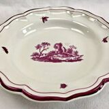 Ancien plat rond creux Gien modèle Paysage rose 1938/1960