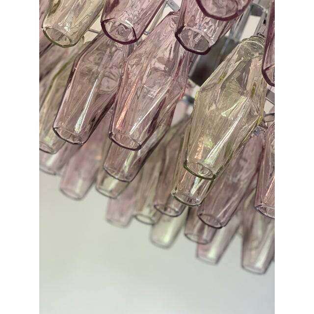 Contemporary Multicolor "Poliedri" Murano Glass Chandelier in Venini Style