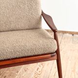 Mid Century Sofa par Hartmut Lohmeyer, teck et cannage