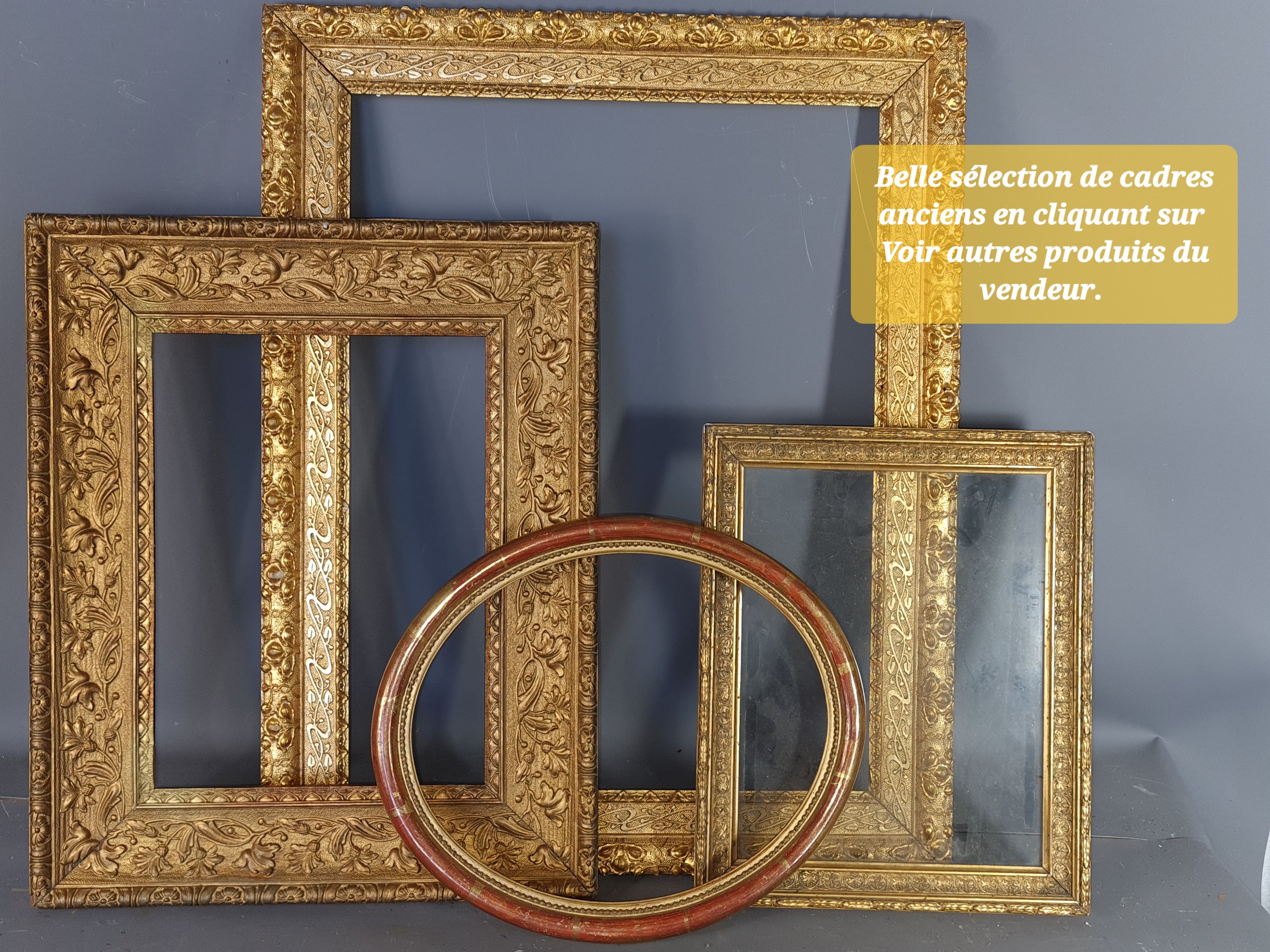 Frame baguette wood gilding gold leaf 56x42 foliage 54x40 cm good used SB