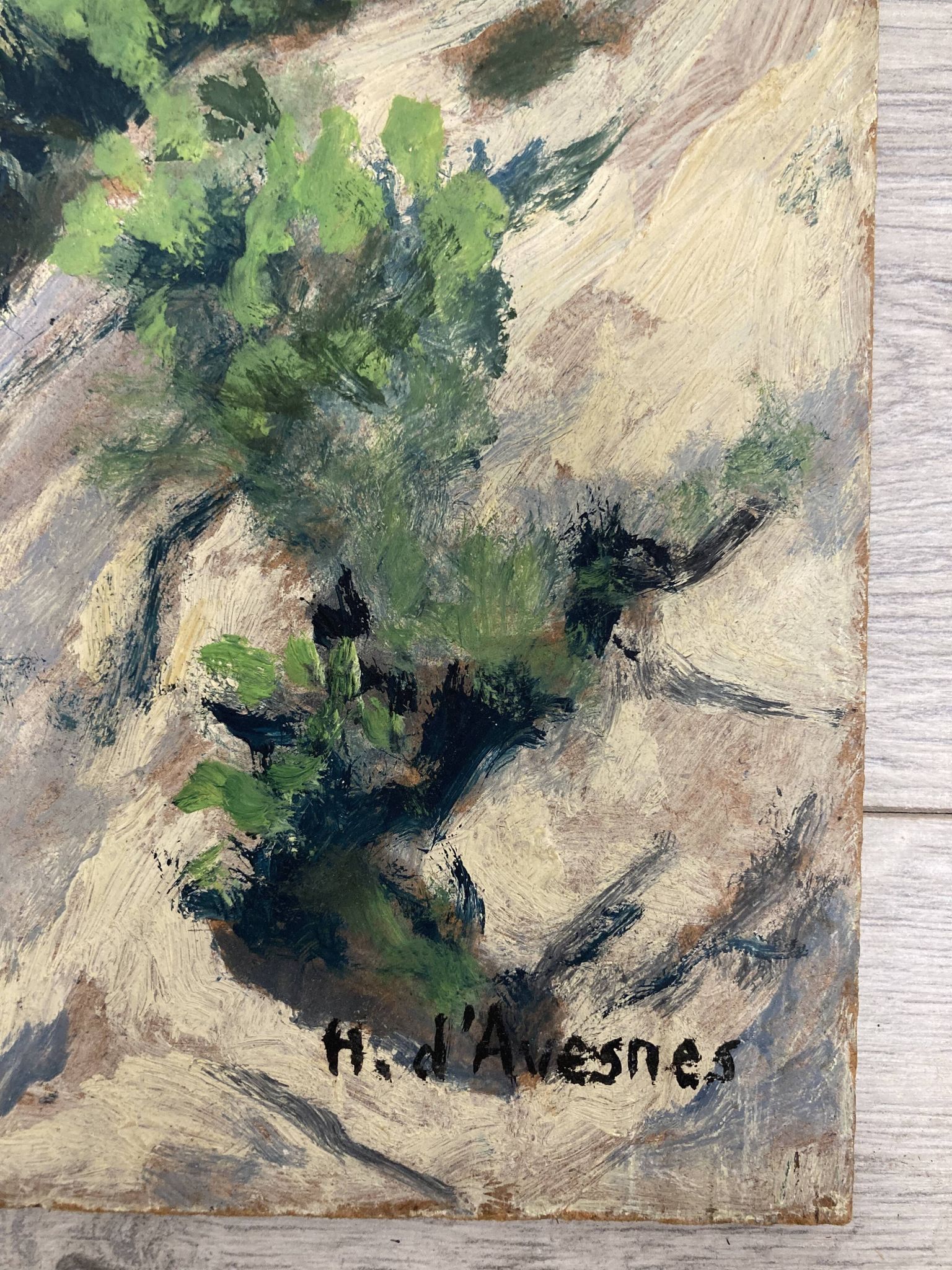 Oil on vintage panel signed