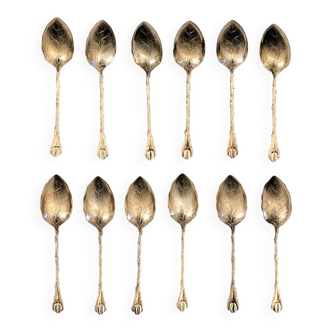 Ensemble de 12 cuillères moka Deetjen en vermeil L10,5cm années 50