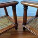Pair of wooden and cane sofa ends