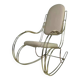 1960s rocking chair in brass and ecru imitation leather