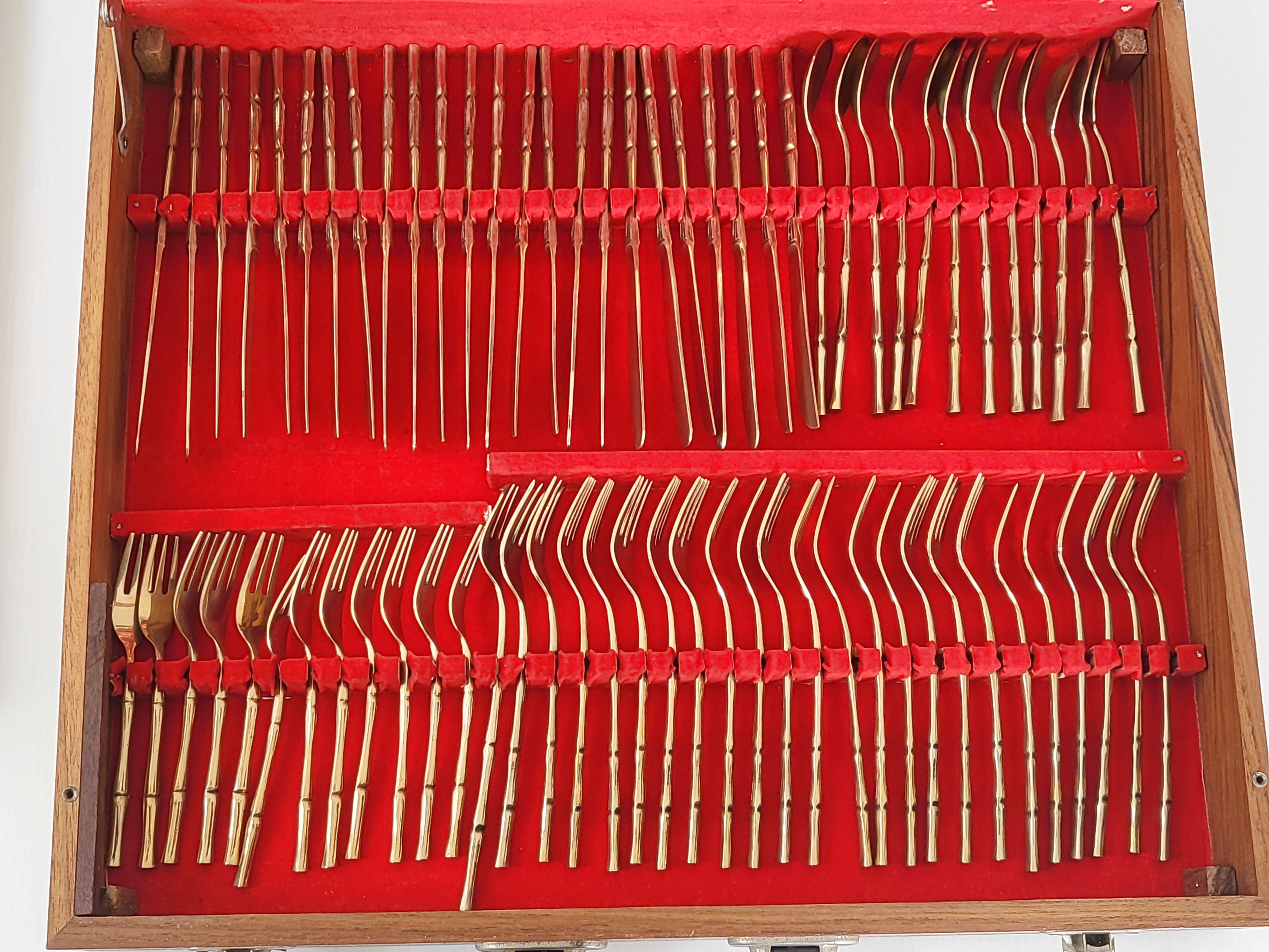 Cutlery set imitation bamboo 144 pieces vintage 1950