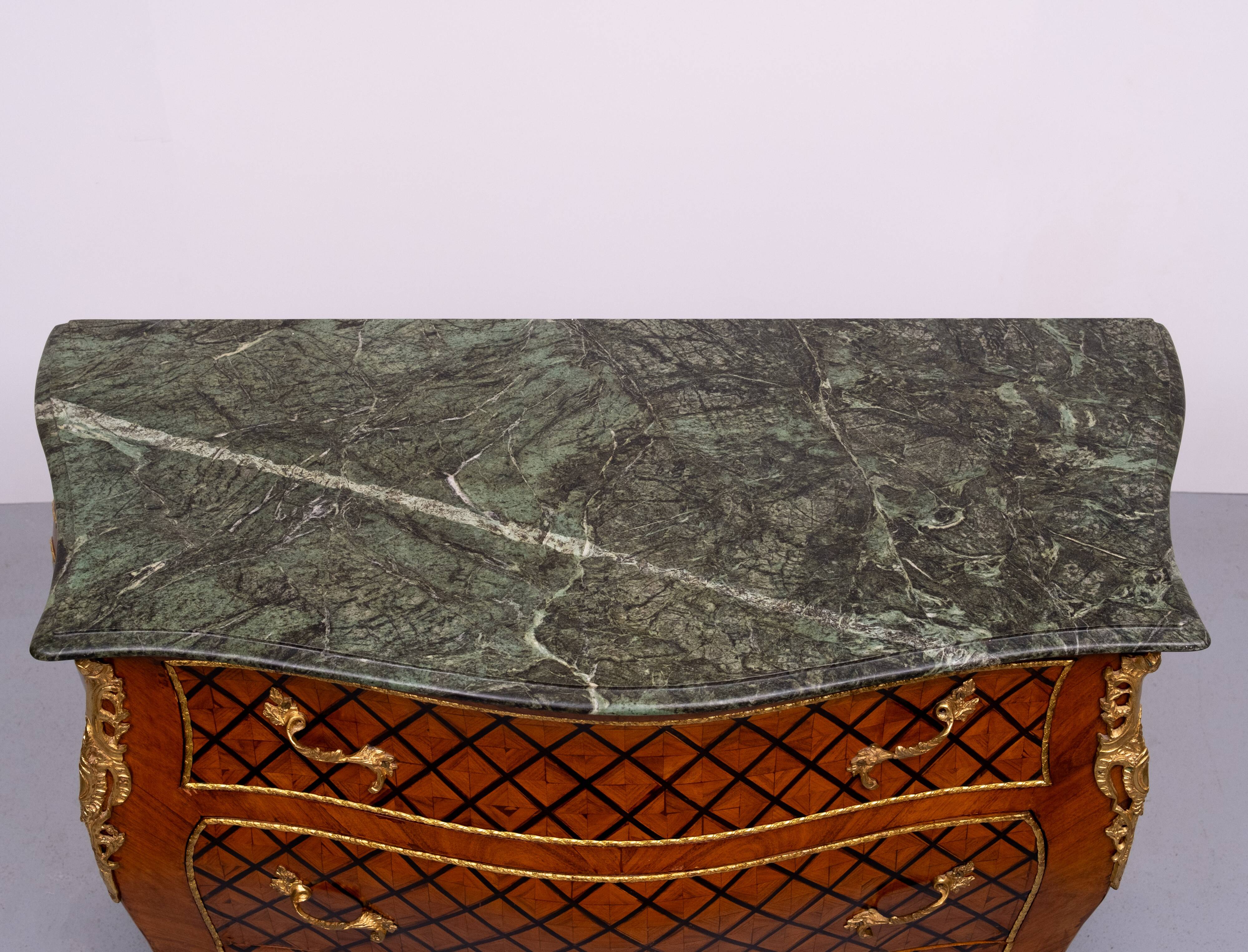 Louis XV Dutch Checkerboard Inlay Chest of Drawers, 1960s