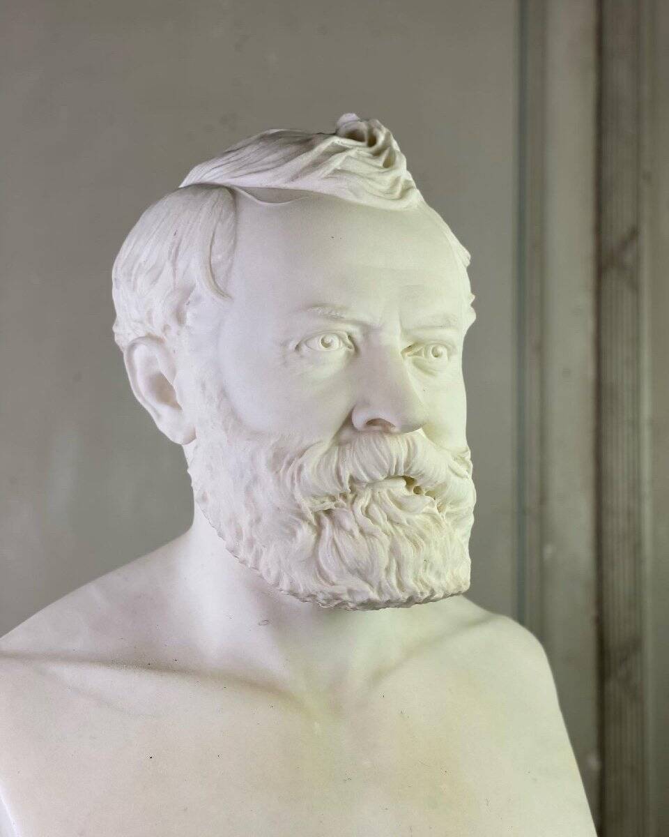 White marble statue bust signed Cassano