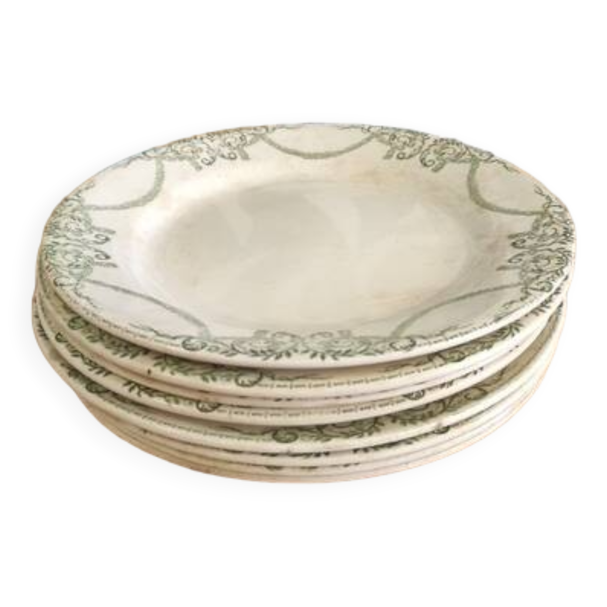 Set of 8 flat plates, Napoleon Terre de fer service
