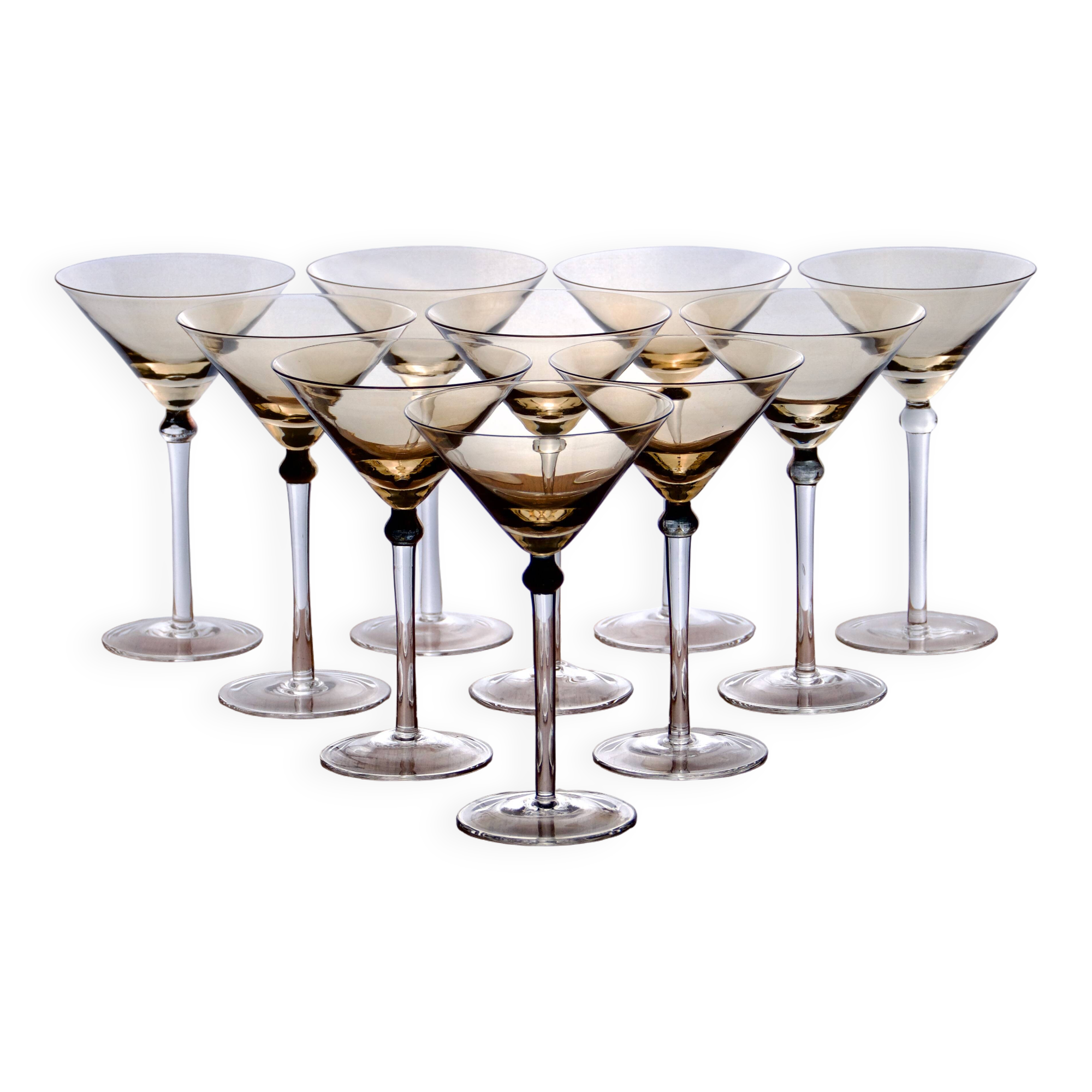 10 Vintage 1970s Amber Large Cocktail Glasses