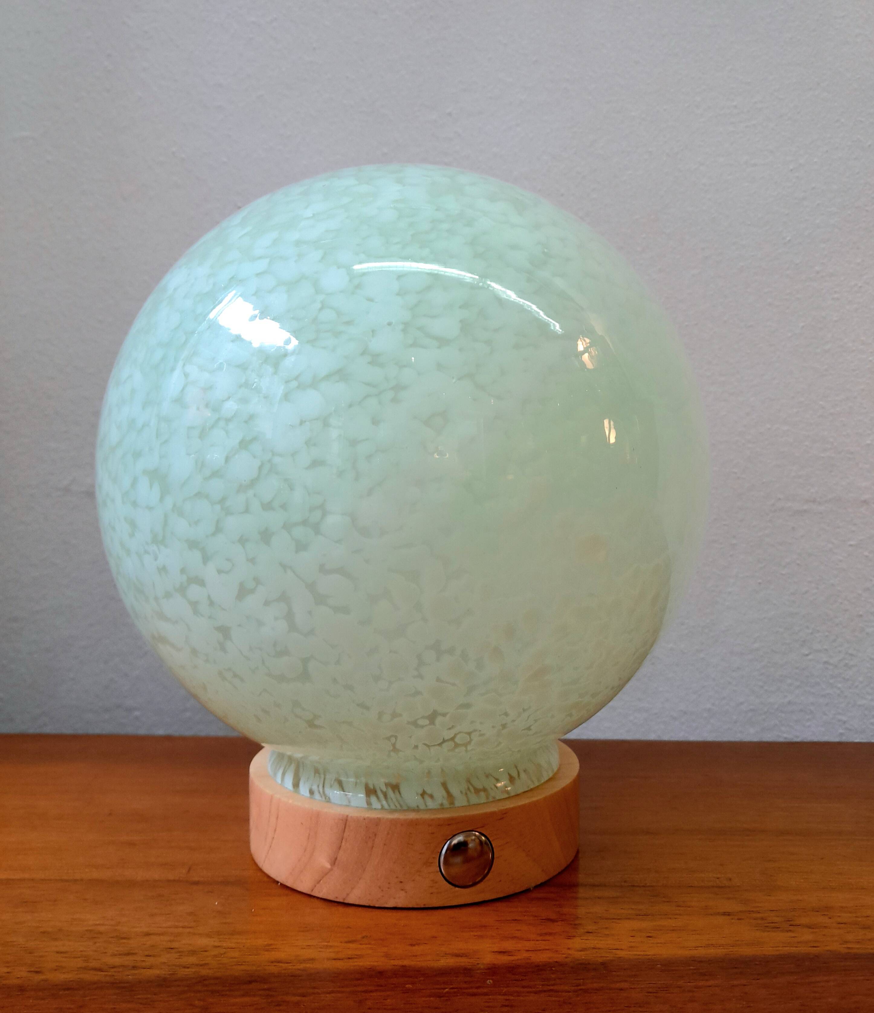Lampe à poser verre de Clichy vert d'eau