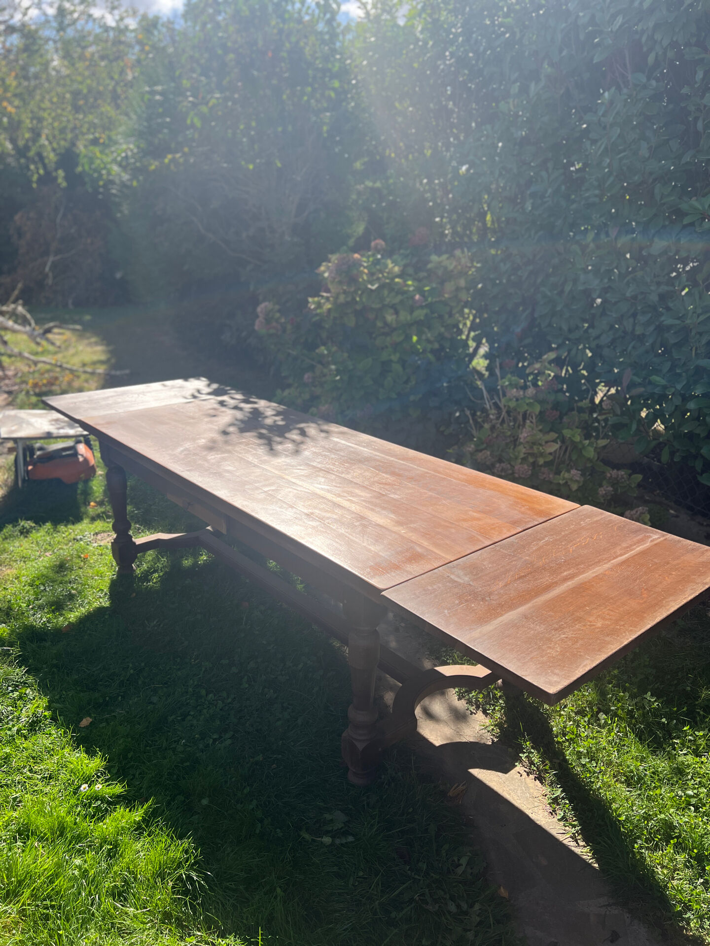Solid oak farmhouse table with extensions