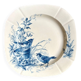 Hollow plate Gien in blue ironstone, "Birds" service circa 1870 no. 6
