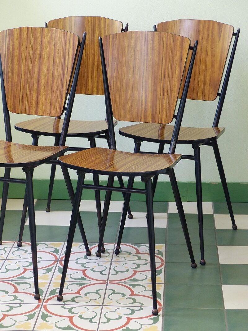 Set of 4 chairs Fusmatic in formica 60s
