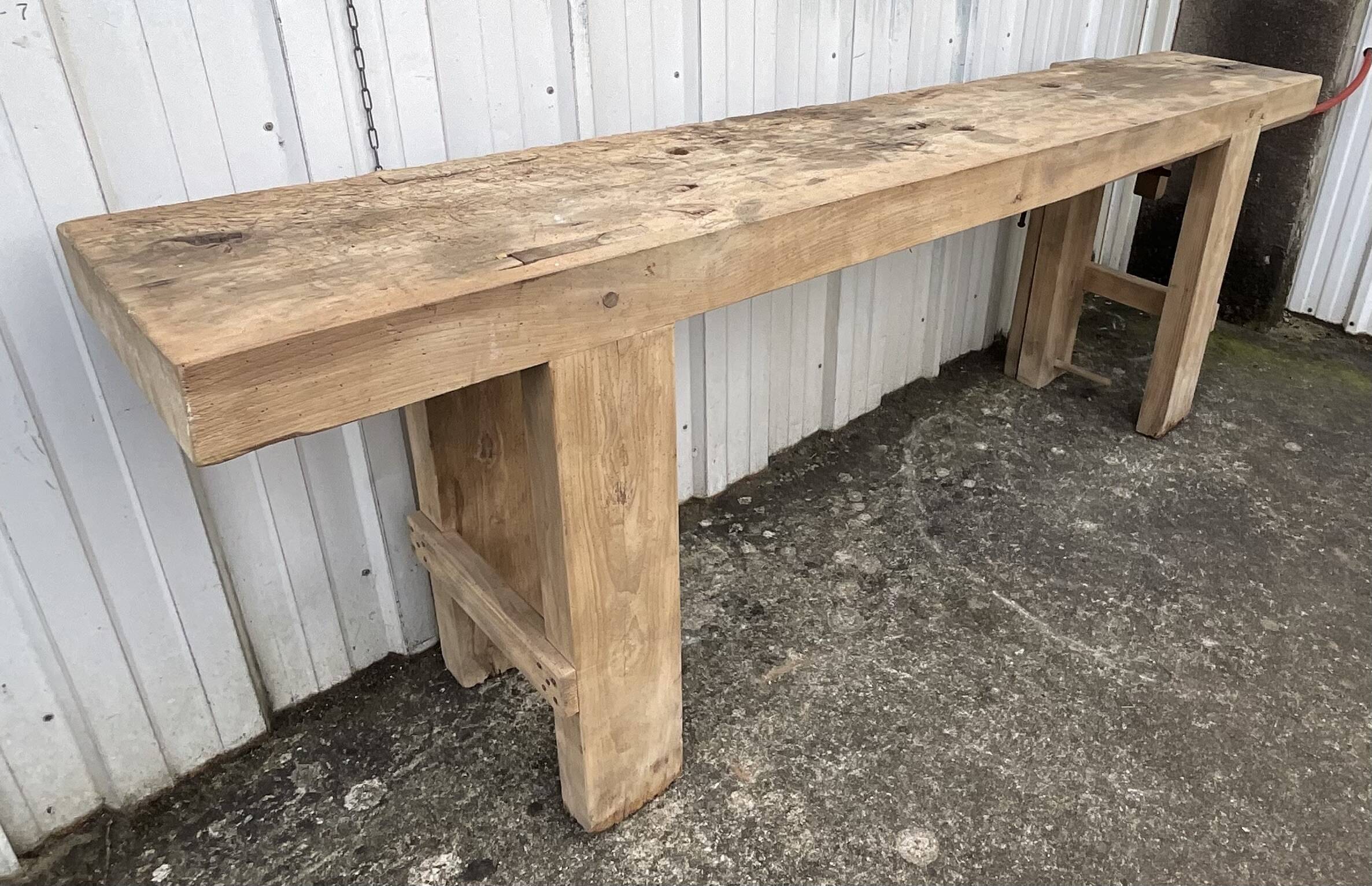 Etabli de menuisier en hêtre massif, France début XXe