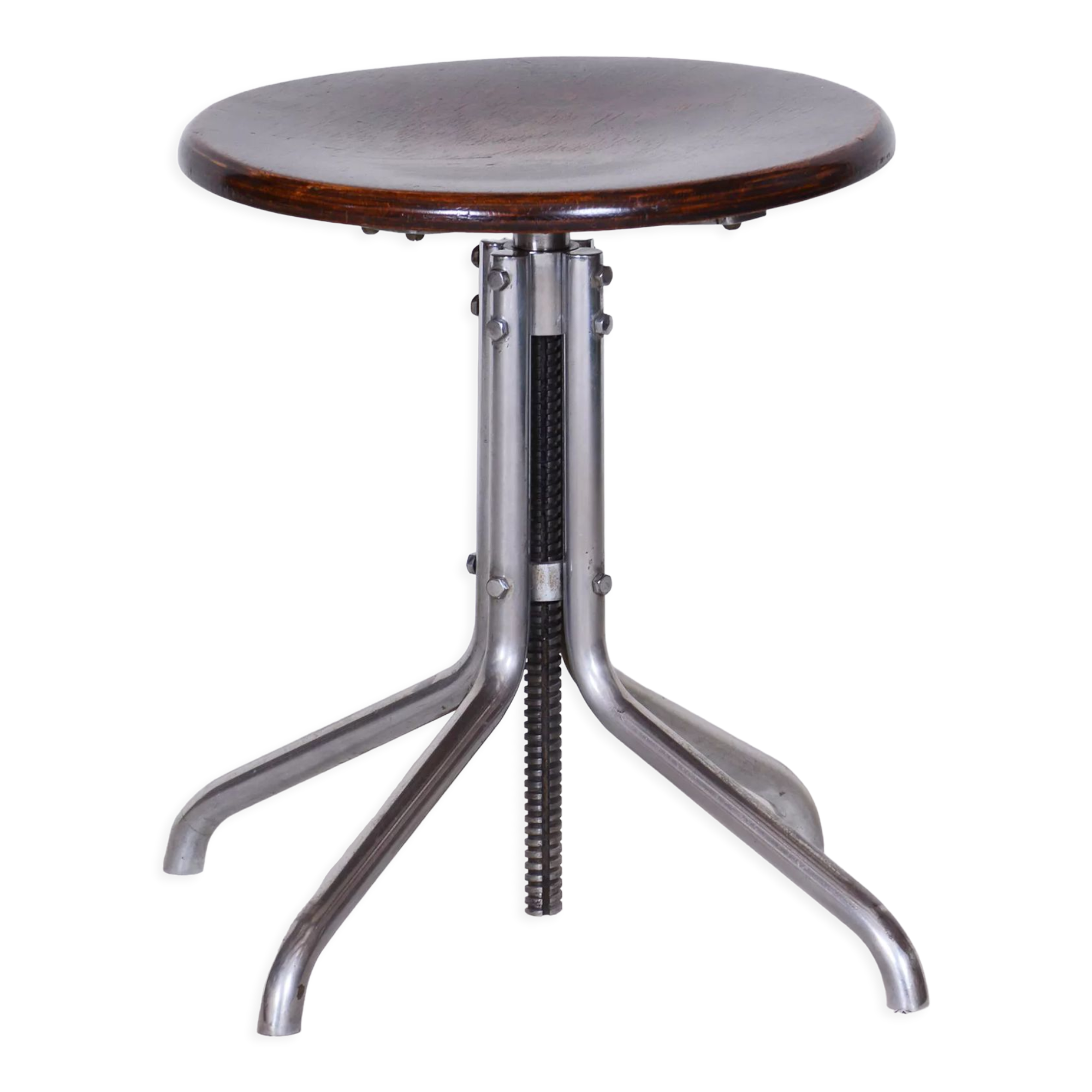 Restored Beech Swivel Piano Stool by Mücke - Melder, Czechia, 1930s