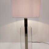 Large stainless steel and plexiglass lamp 1970 france