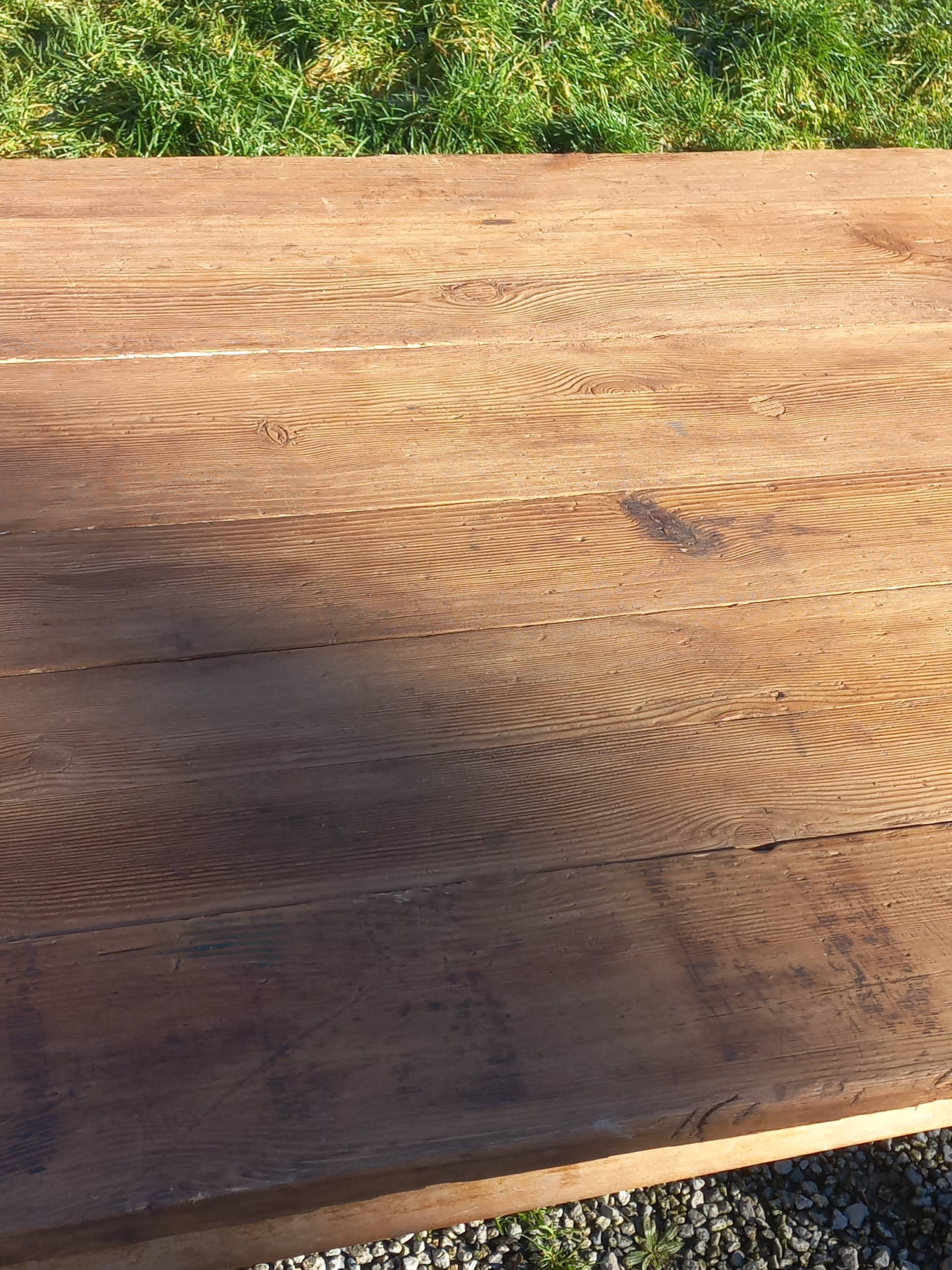 Brutalist farmhouse table Antique wooden workshop table 200cm