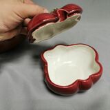 Vintage soup tureen + Trompe l'oeil sauce boat, majolica tomato shape