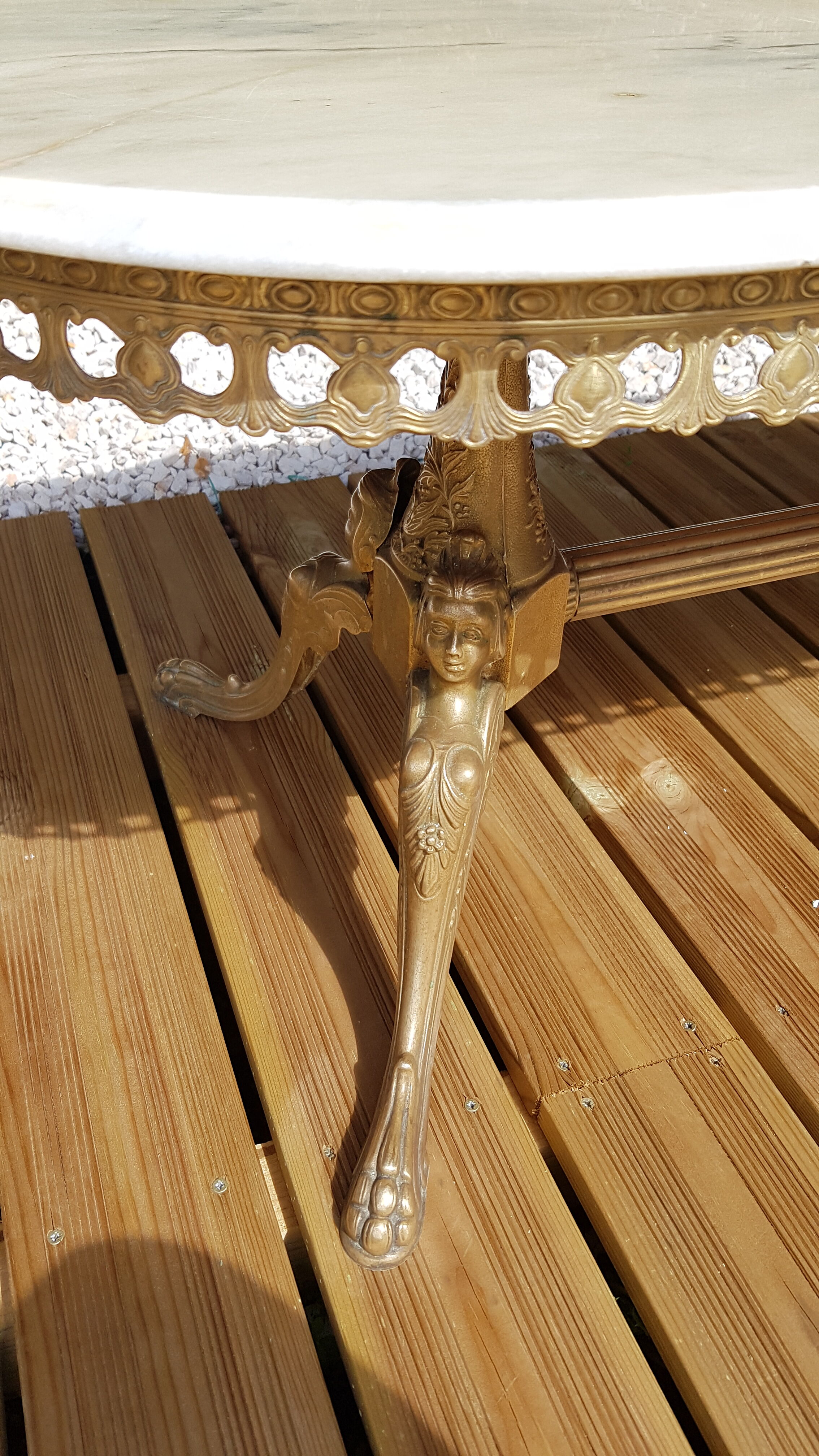 Brass and marble coffee table