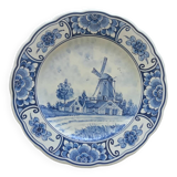 Assiette ancienne hollandaise, décor moulin bleu, delft vp 220, vintage, assiette décorative de collection, assiette de dessert, pays-bas