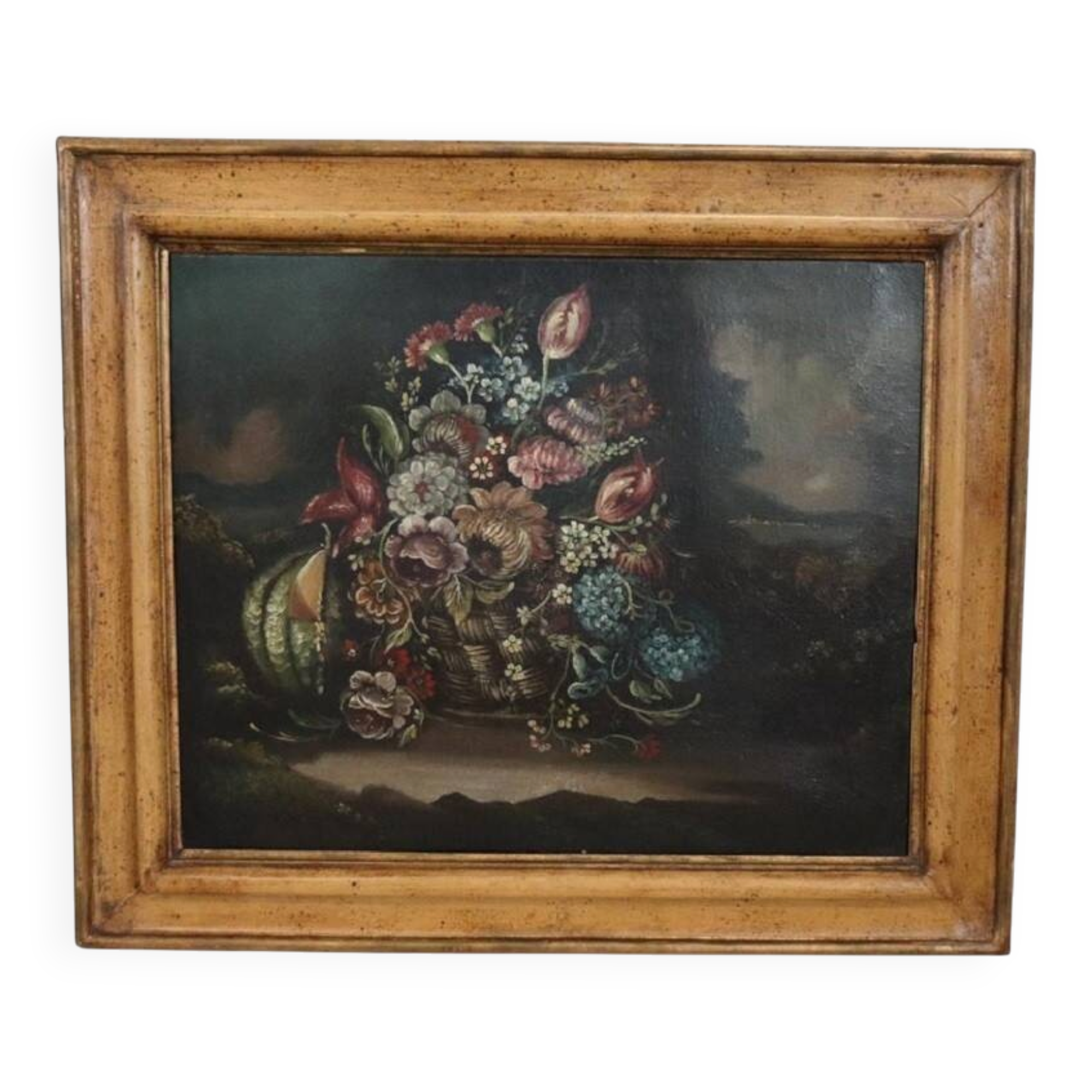 Still Life With Flowers, Oil On Canvas, Italy 18th Century
