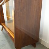 Donker vintage fineer design vitrinekast Jirak, boekenkast