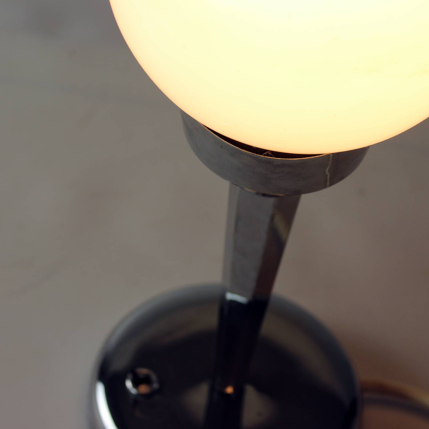 Art Deco table lamp in chrome and glass, Czechoslovakia 1940s