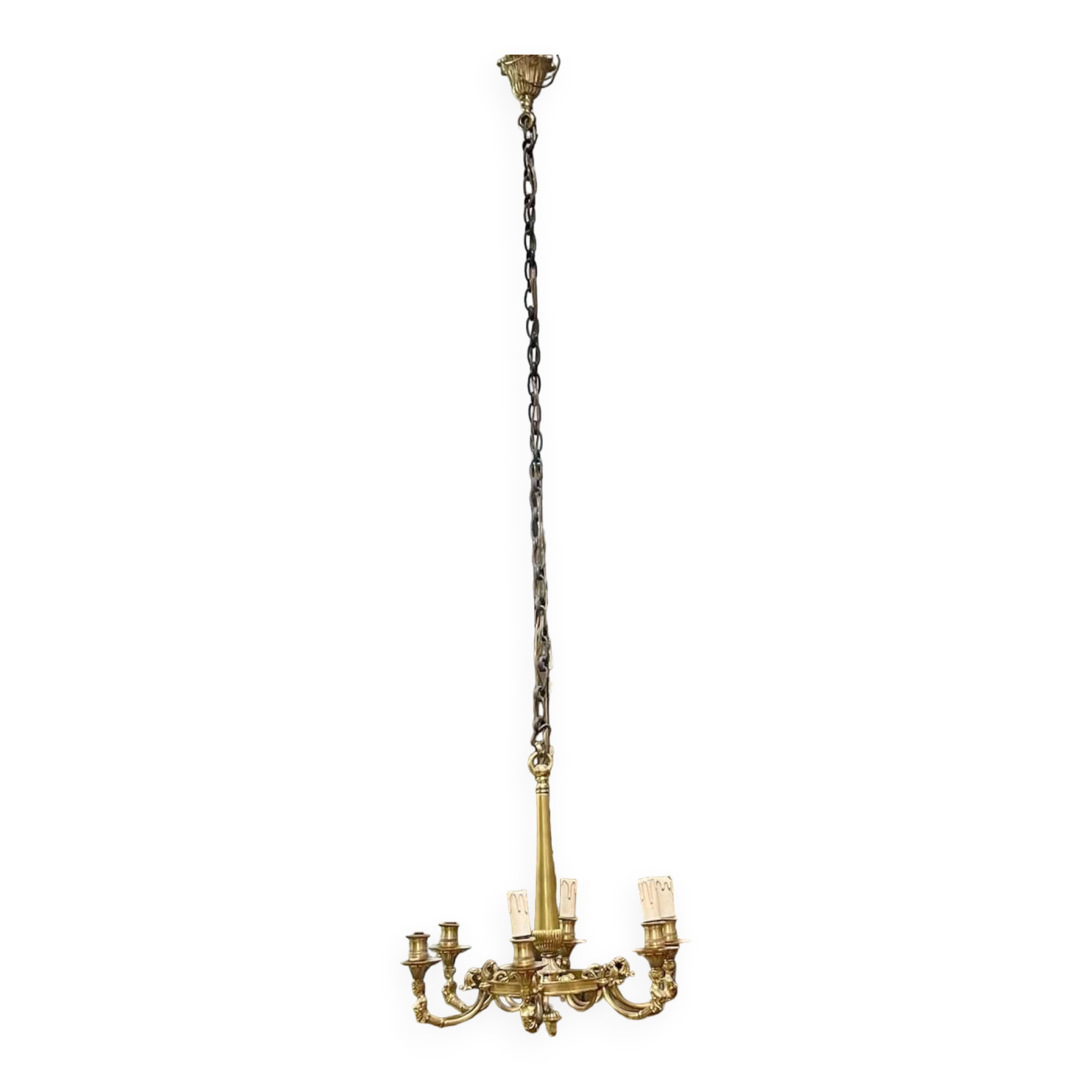 Bronze chandelier 6 lights from the 1950s