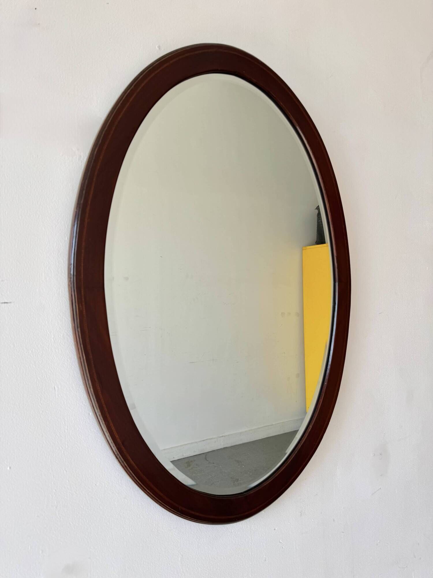 Antique Oval Mahogany Wall Mirror