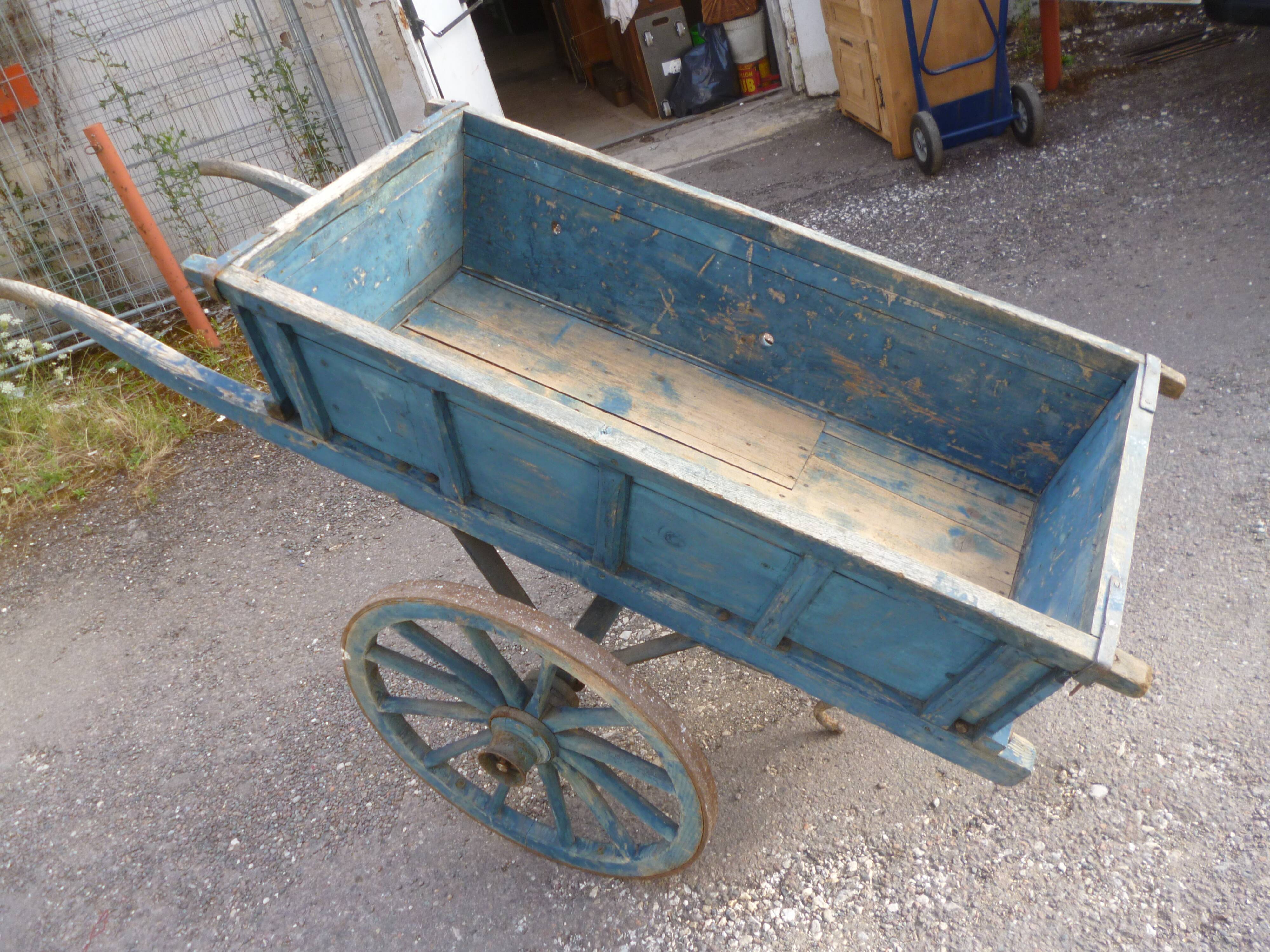 Old blue patina cart