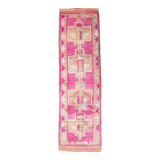 Faded Pink Geometric Style Vintage Runner Rug, Rug For Kitchen, 87x302