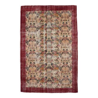 7x10 wine red floral antique turkish rug 208x313