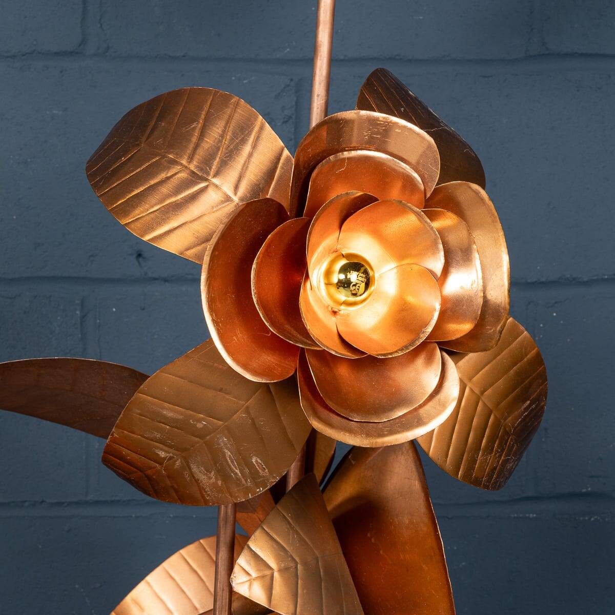 Vintage 20thc italian brass floral floor lamp c.1970