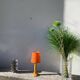 1980s orange turned wooden lamp