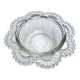 Glass salad bowl with beaded rim, 1900, Art Deco glass salad bowl in the shape of a flower