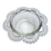 Glass salad bowl with beaded rim, 1900, Art Deco glass salad bowl in the shape of a flower