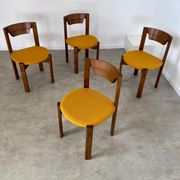 Set of 4 Scandinavian style chairs Girsberger 70s vintage solid wood
