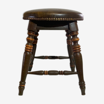 Tabouret de bar en orme bas tudor antique victorien, angleterre ca 1900