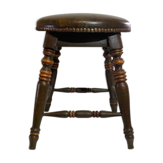 Tabouret de bar en orme bas tudor antique victorien, angleterre ca 1900