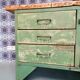 Old wooden garage workbench, industrial vintage.