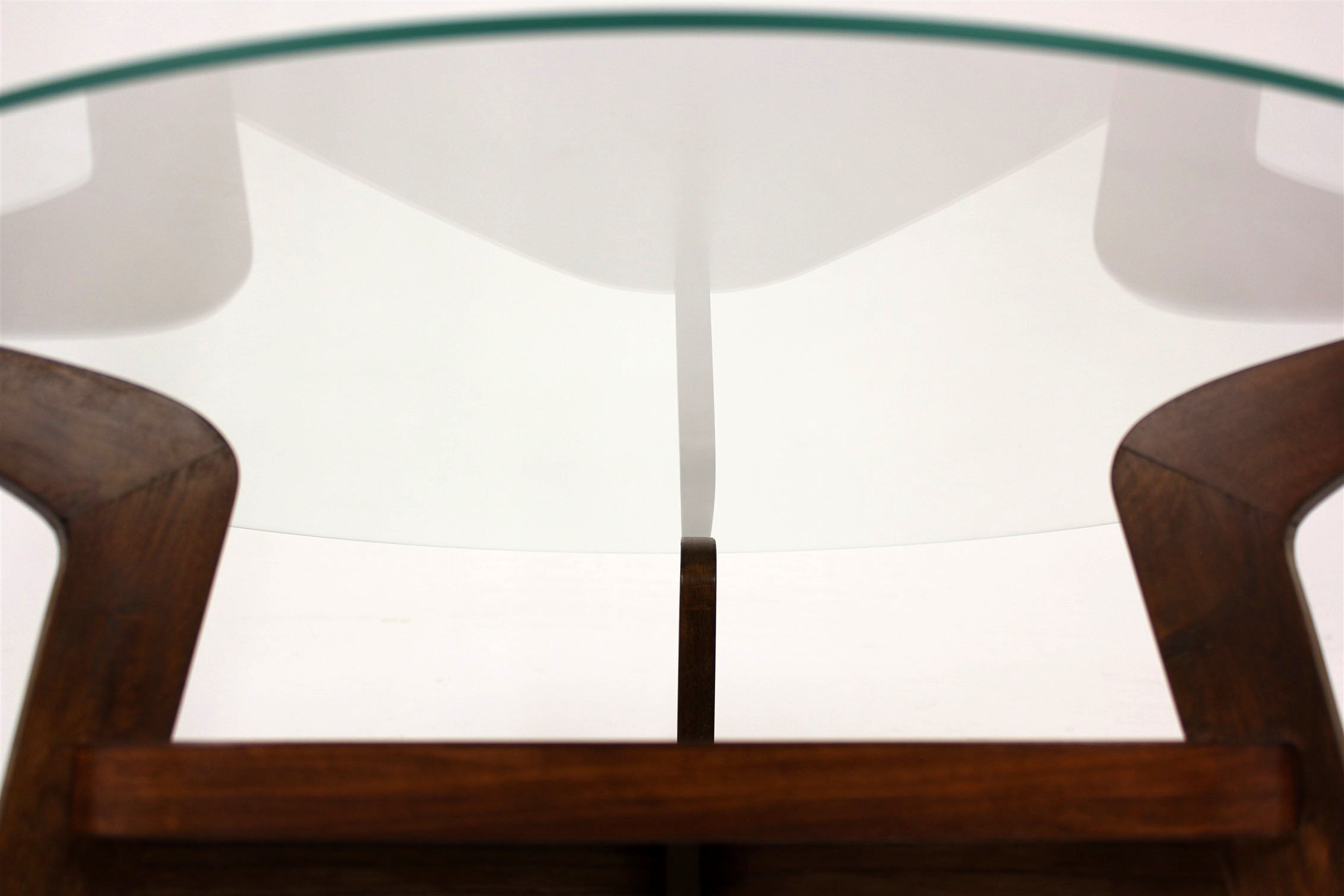 Round czech glass top coffee table from Jitona 1960s